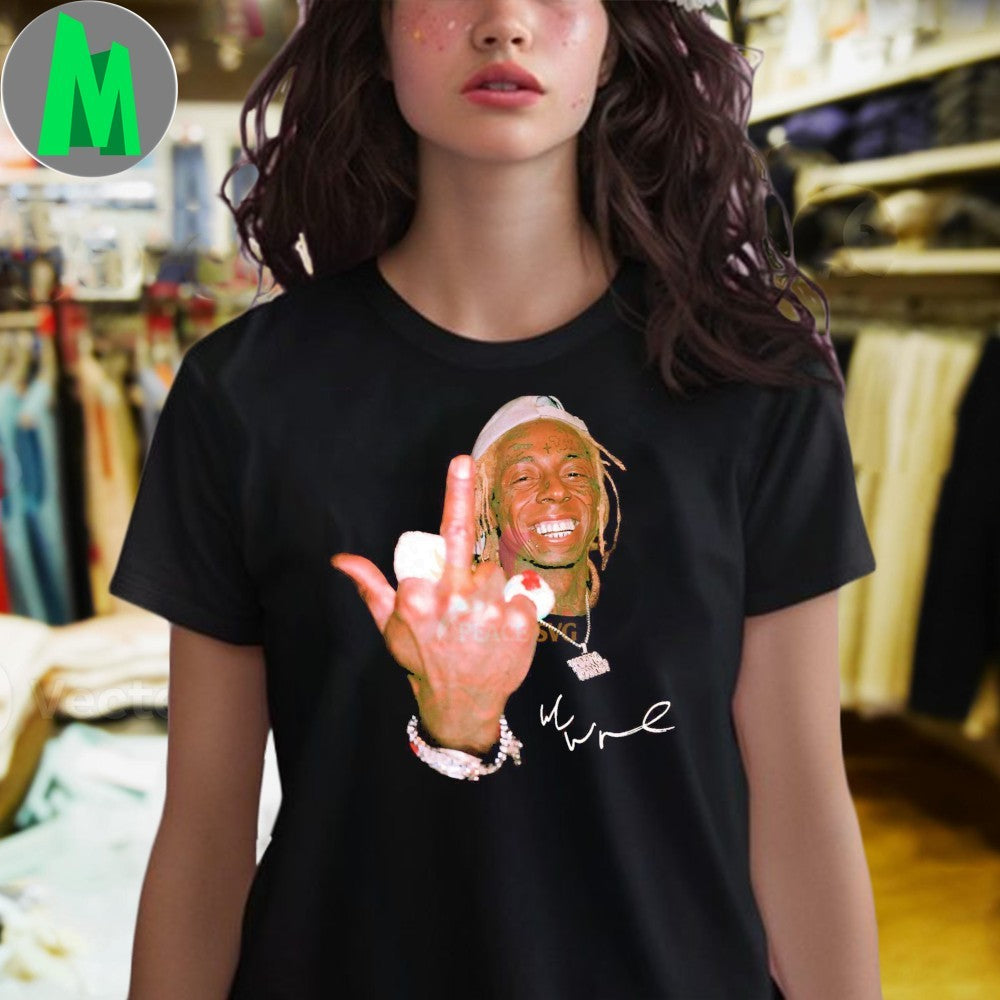 Original Lil Wayne Middle Finger Smile Signature Shirt
