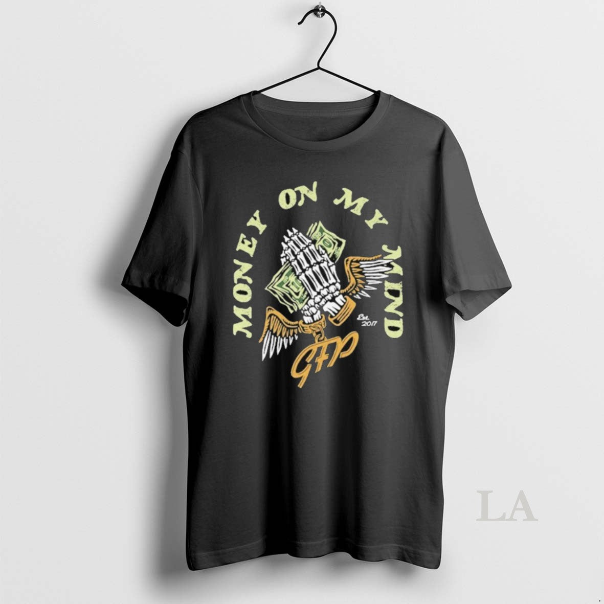 Original Money On My Mind Gabe Farrell Productions Skeleton Wings T-Shirts, Hoodie, Sweatshirt | HypeDripTees.com