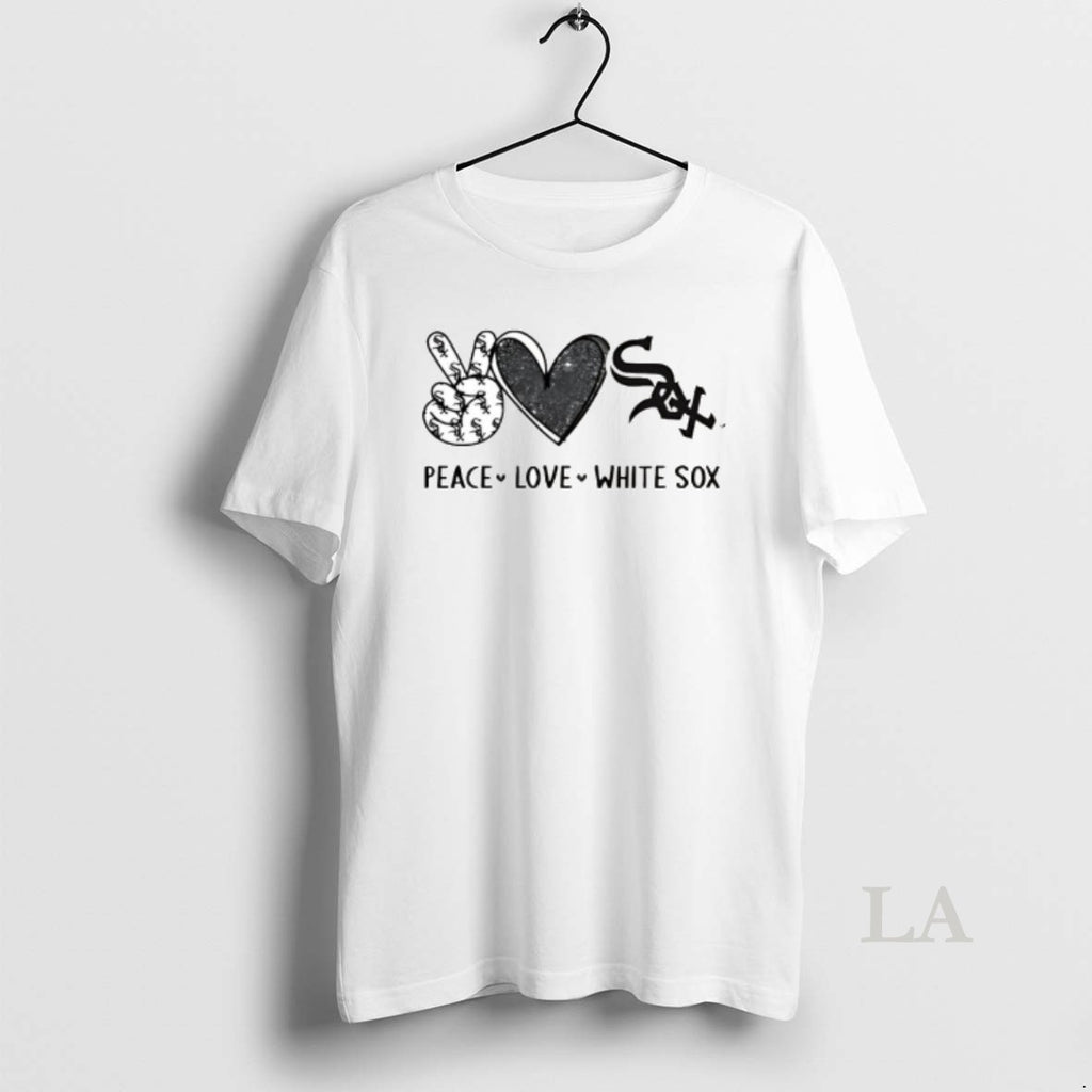Original Peace Love White Sox Chicago Baseball Fan Graphic