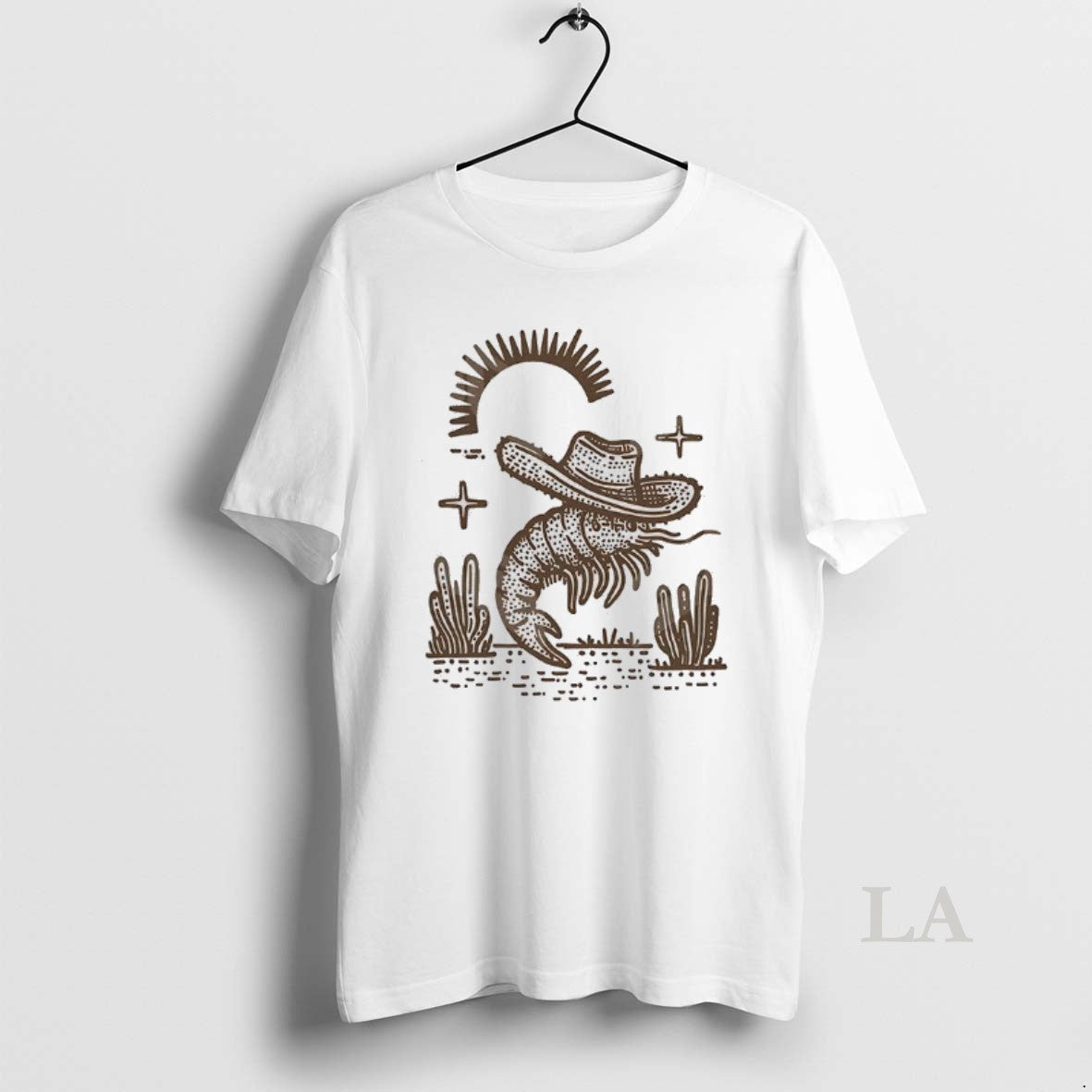 Original Shrimp Cowboy In Desert Funny T-Shirts, Hoodie, Sweatshirt | HypeDripTees.com