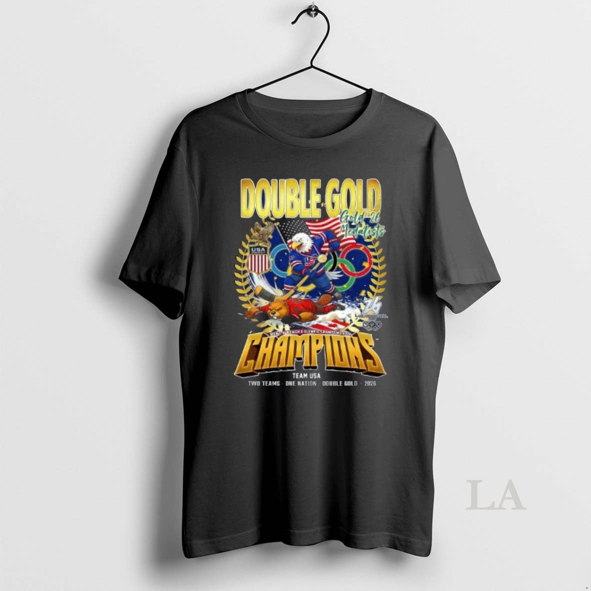 Original Team Usa Double Gold Medalists Mens Womens Olympic Champions 2026 Mascot T-Shirts, Hoodie, Sweatshirt