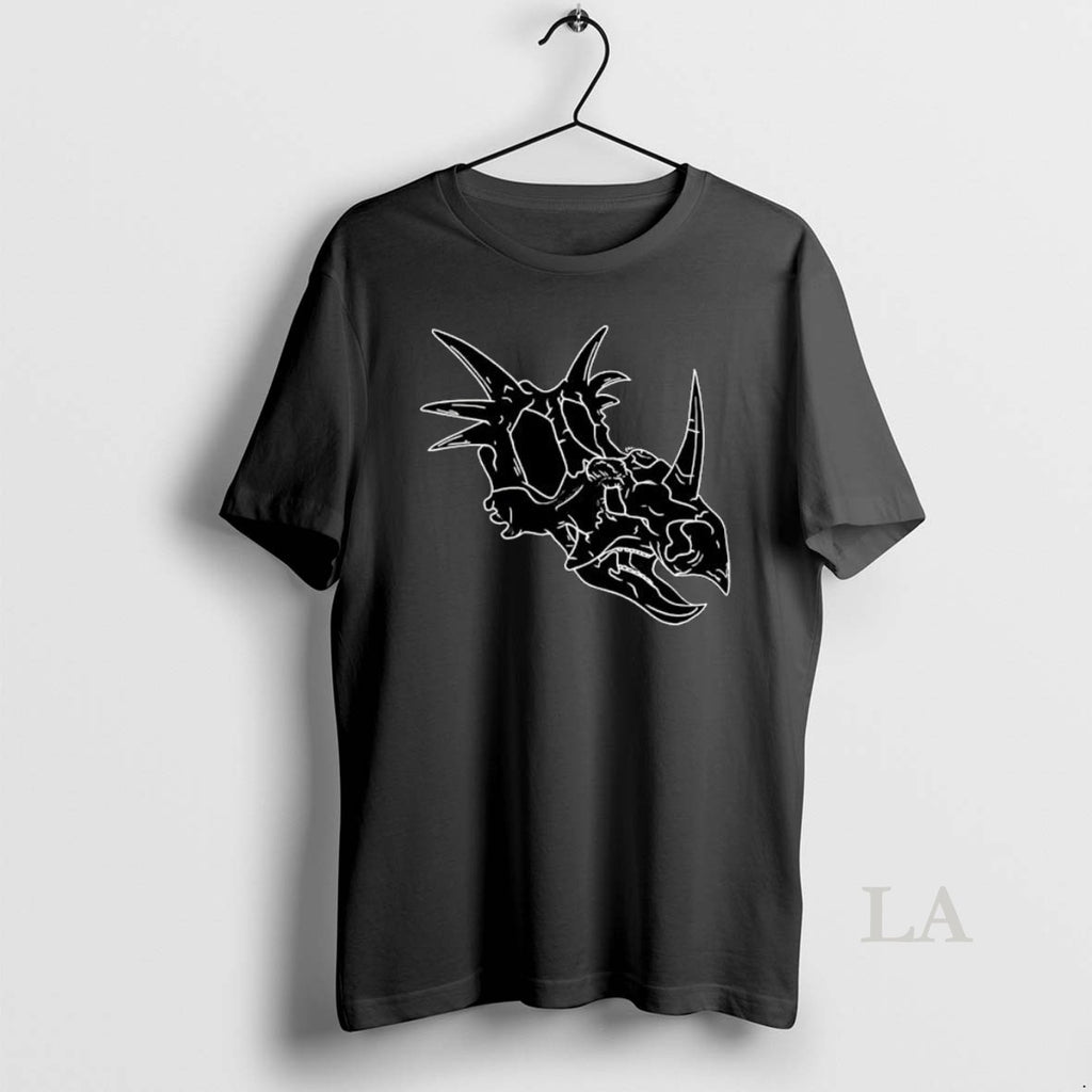 Original White Styracosaurus Dinosaur Skull Illustration Graphic