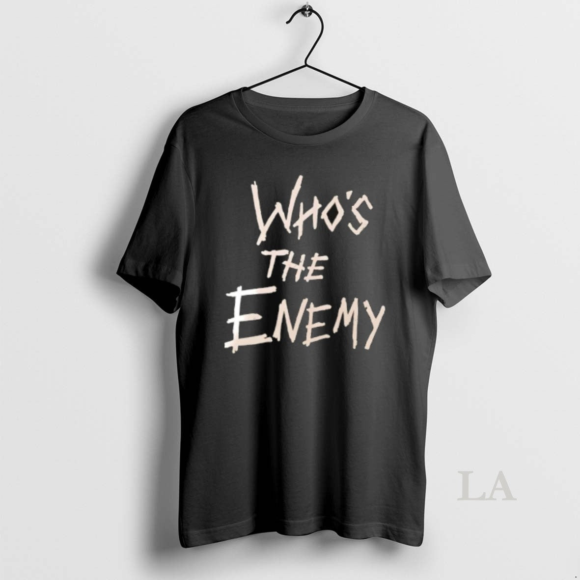 Original Whos The Enemy Distressed Horror Movie Style Font T-Shirts, Hoodie, Sweatshirt | HypeDripTees.com
