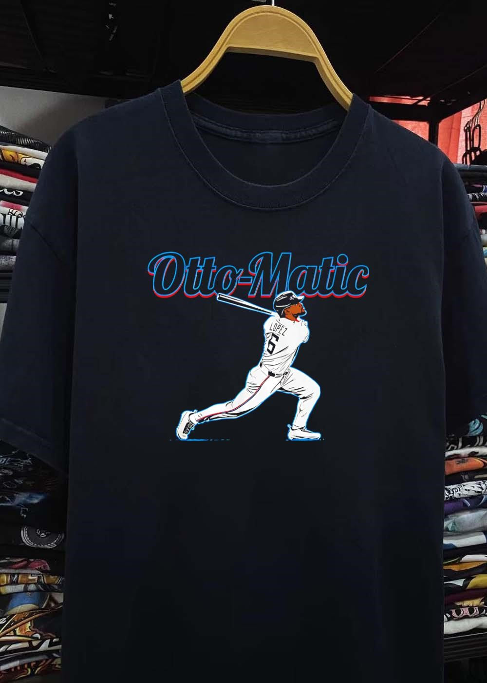 Otto-Matic Lopez Hitting Baseball Toronto Blue Jays T-Shirt