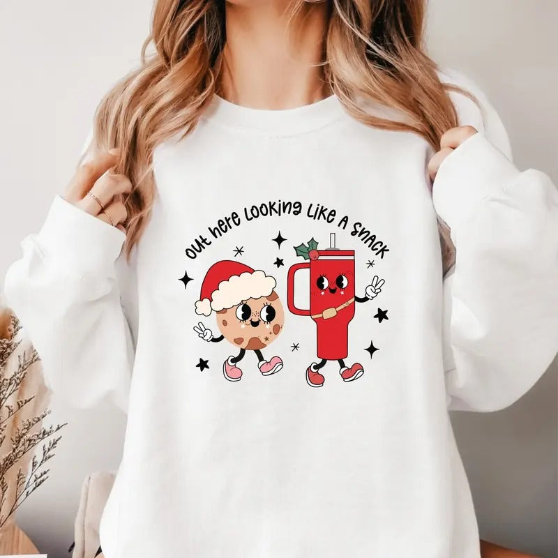 Out here looking like a snack, Sugar and Spice, Christmas Sweatshirt, Christmas , Christmas Gift, Santa Tee, Christmas, ...