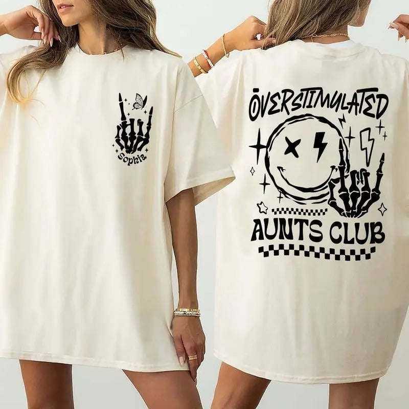 Overstimulated Aunts Club Shirt Auntie Shirt Aunt Clubs Shirt T-Shirts, Hoodie, Sweatshirt