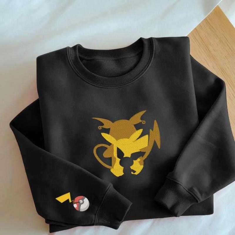 PKM Electric Mouse Sweatshirt, Pica Evolution, Embroidery Anime Tshirt, PKM University, Anime Shirt, Unisex Shirt Hoodie