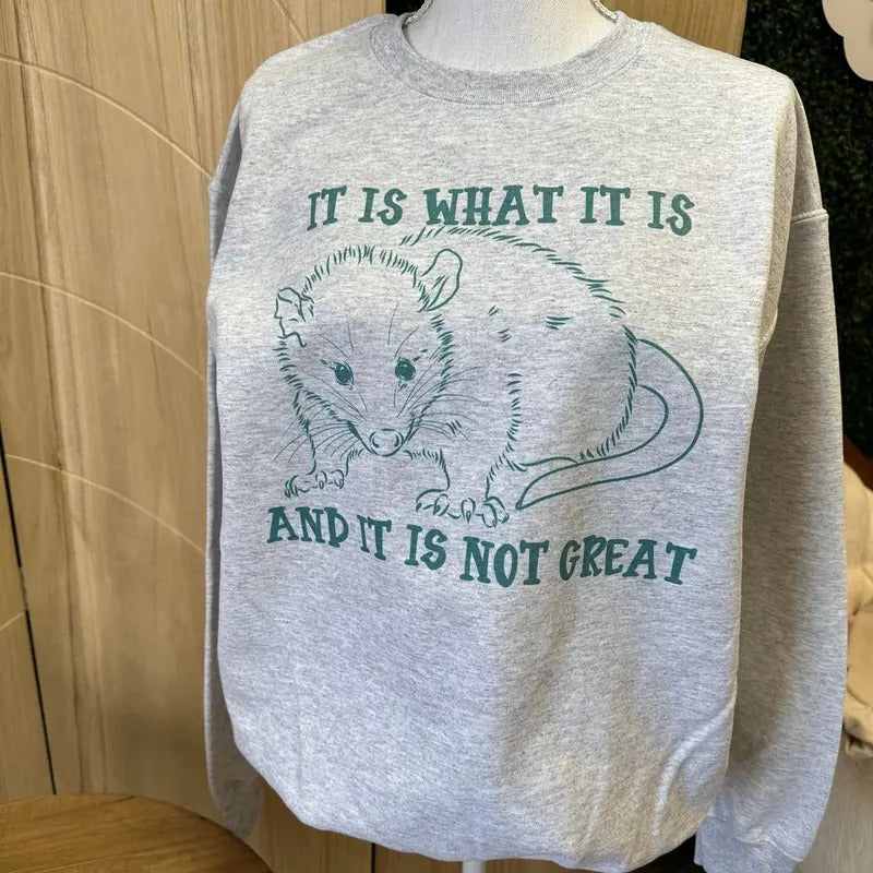POSSUM VERSION - It is What it Is and It Is Not Great Sweatshirt - Possum Sweatshirt T-Shirts, Hoodie | HypeDripTees.com