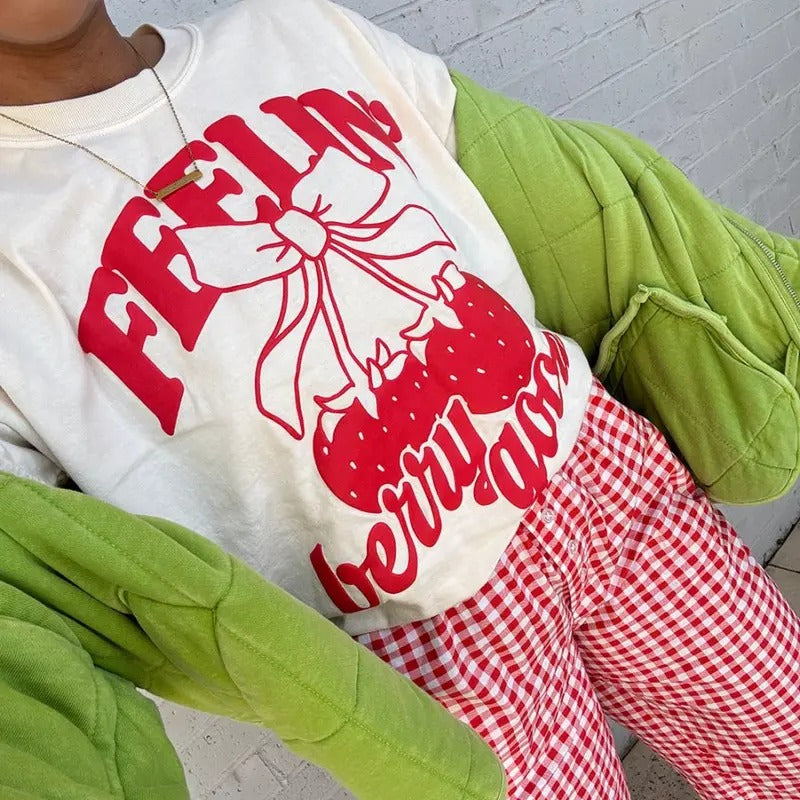 PUFF 'Berries & Bows' T-Shirt, Feelin' Berry Good 3D PUFF Print, Comfort Colors Tee Hoodie, Sweatshirt | HypeDripTees.com