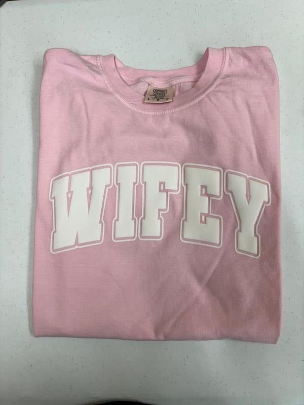 PUFF Wifey Print Letter Comfort Colors T-Shirt Hoodie, Sweatshirt | HypeDripTees.com