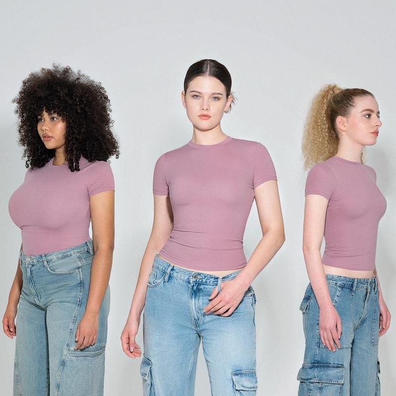 PUMIEY Womens 2 piece Crew Neck T shirt Basic Top Double layer Outfit Fabric Hoodie, Sweatshirt | HypeDripTees.com