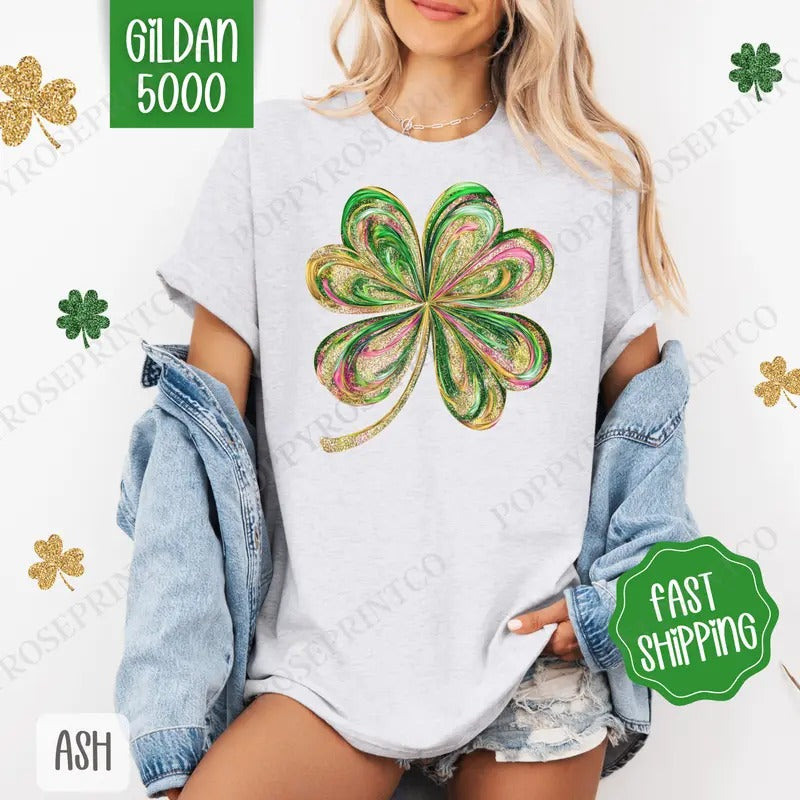 Painted Clover Shirt Gildan, St Patrick's Day Women's Tee, Cute Women's Tshirt Plus Sizes Hoodie, Sweatshirt