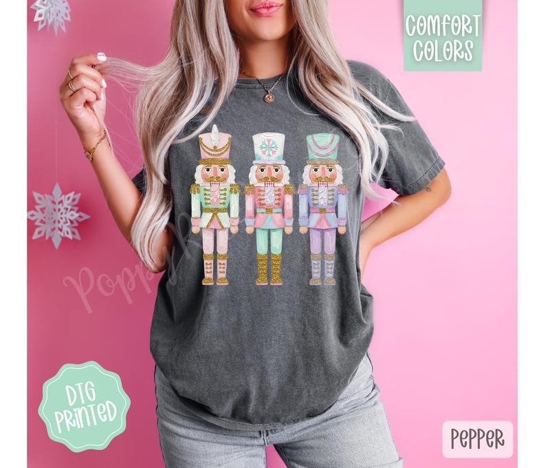 Painted Nutcracker Shirt Comfort Colors, Trendy Women's Christmas Tshirt Hoodie, Sweatshirt | HypeDripTees.com