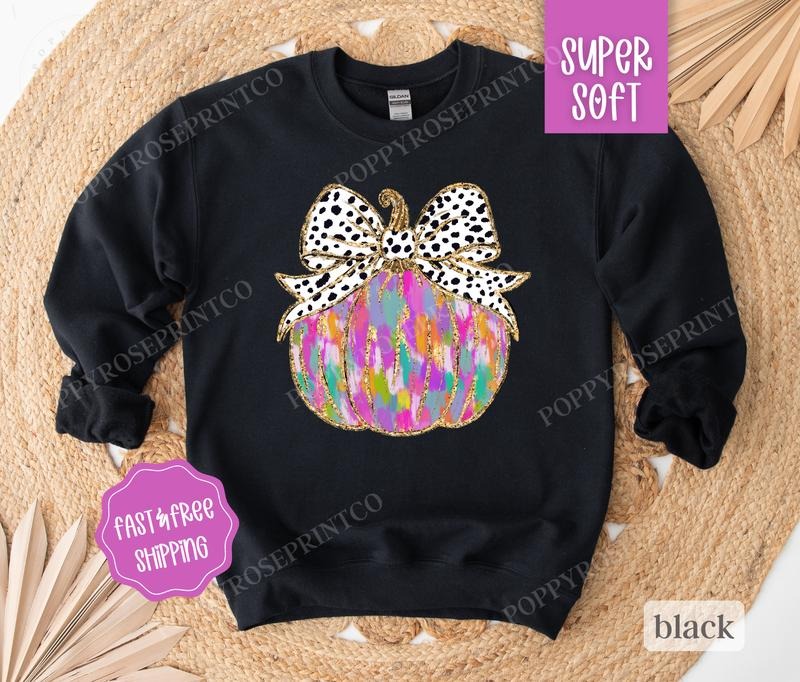 Painted Pumpkin Sweatshirt, Pumpkin Season Sweater, Comfy Fall Sweatshirt for Women T-Shirts, Hoodie | HypeDripTees.com