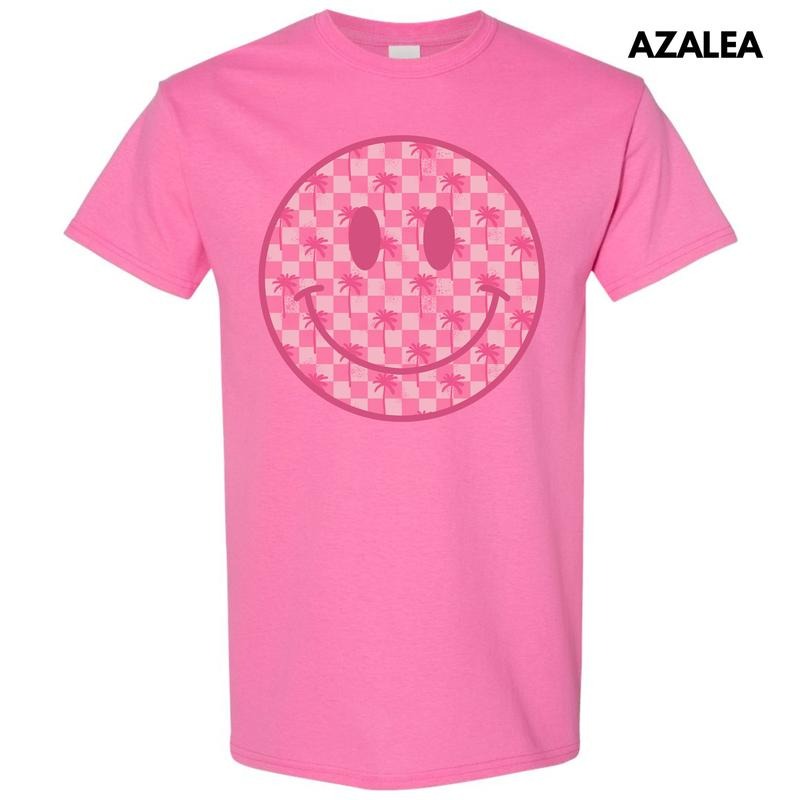 Palm Tree Checker Happy Face Gildan Short Sleeve T-Shirt 'NLB' Hoodie, Sweatshirt | HypeDripTees.com