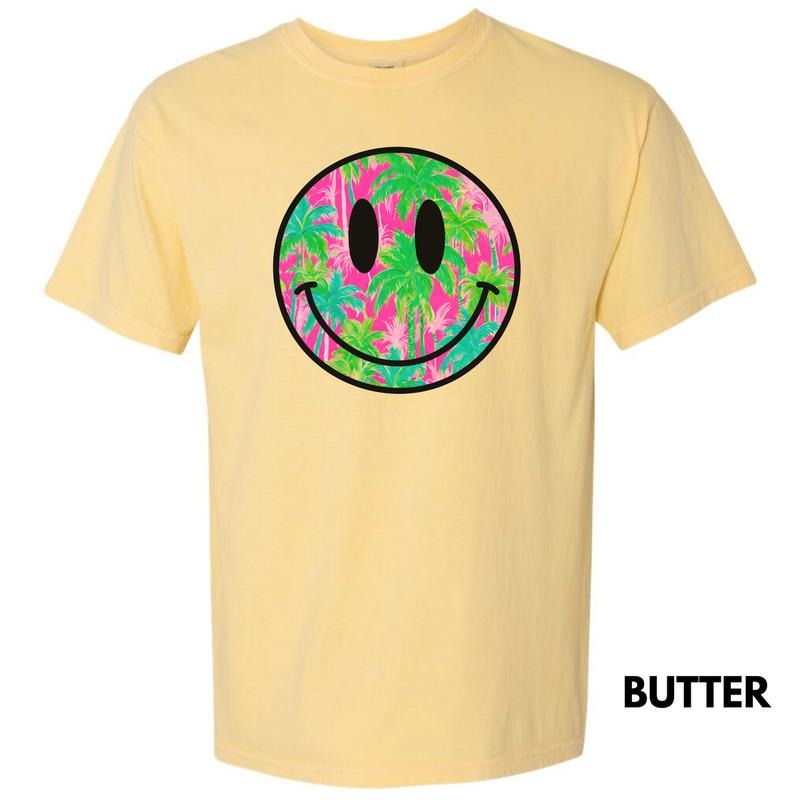 Palm Tree Happy Face Comfort Colors T-Shirt 'NLB' Hoodie, Sweatshirt | HypeDripTees.com