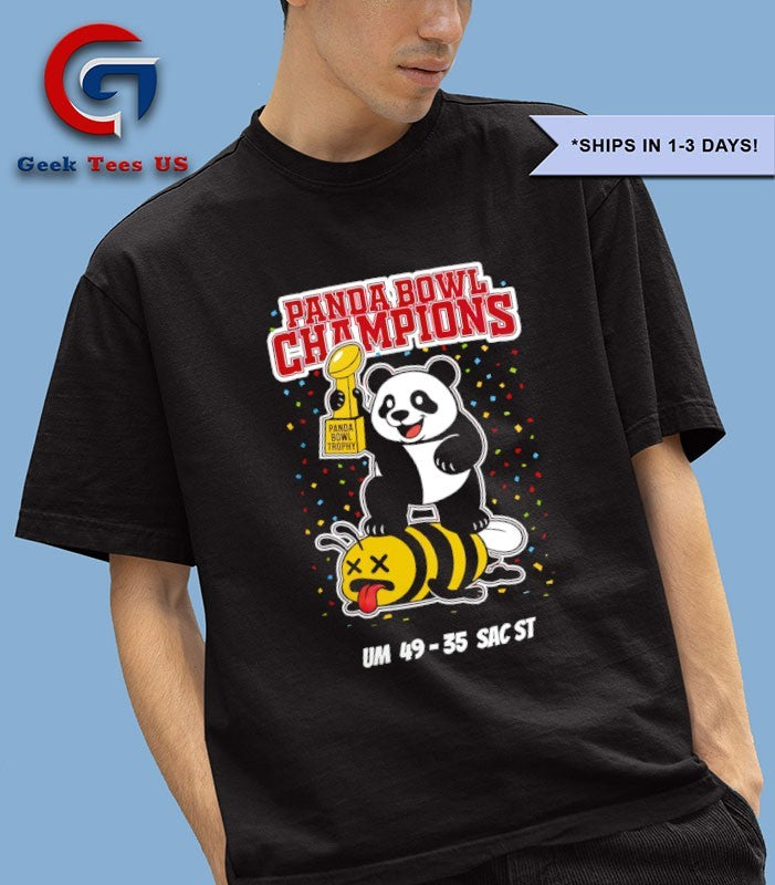Panda Bowl Champions Panda Bee mascot score shirt