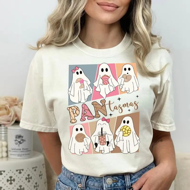 Pantasmas Ghost Cute Ghost Conchas T-shirt, Dia de Muertos Pan Tasmas, Cute Spooky Conchas Ghost tshirt, Spooky Conchas...