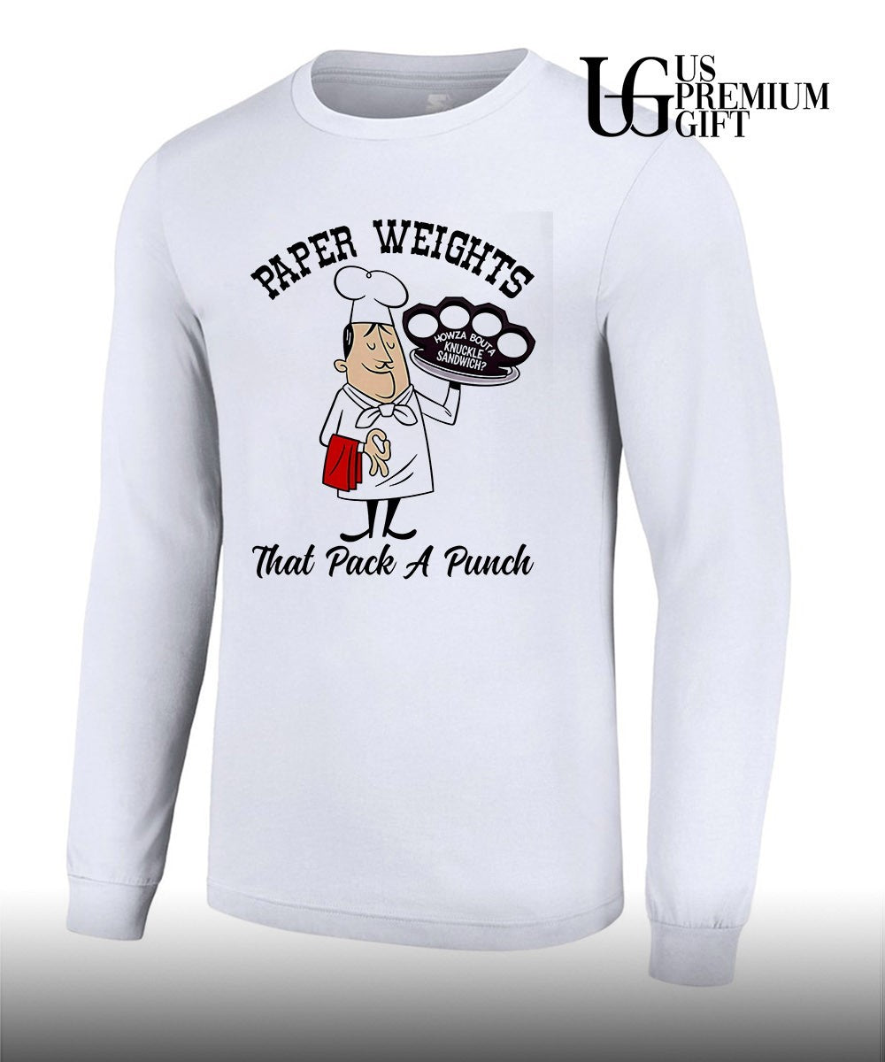 Paper Weights That Pack a Punch Knuckle Sandwich Chef shirt