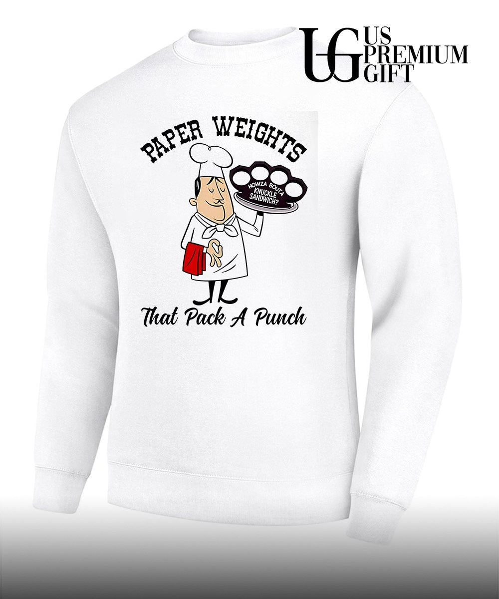 Paper Weights That Pack a Punch Knuckle Sandwich Chef shirt