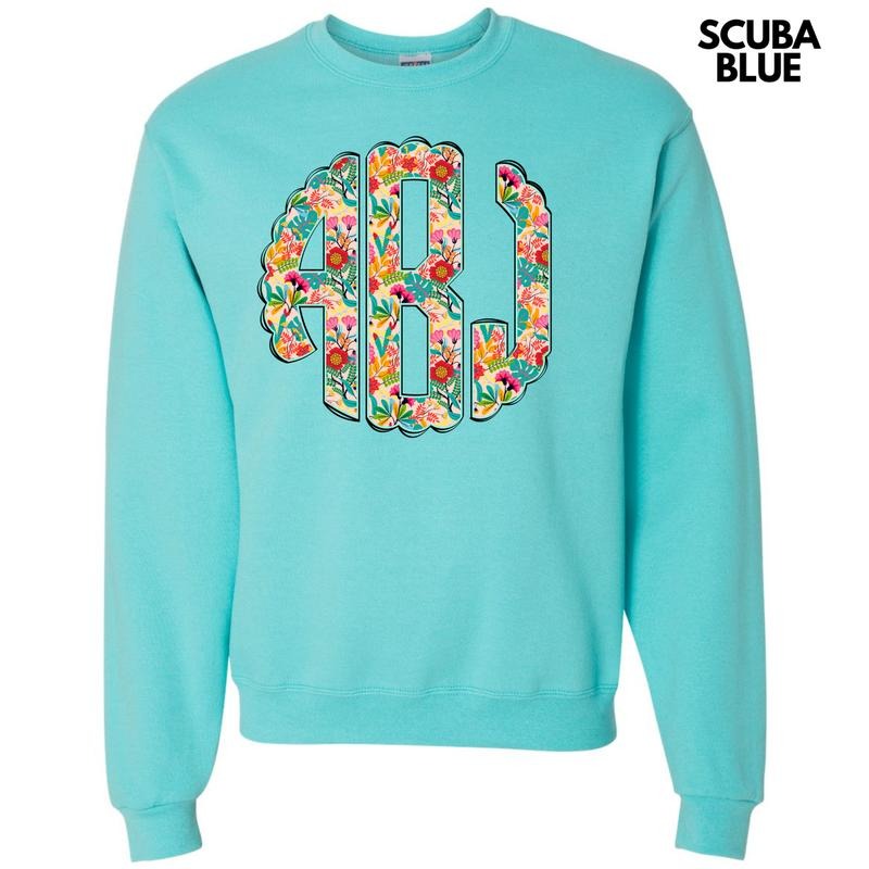 Paradise Floral Monogram Sweatshirt 'NLB' T-Shirts, Hoodie | HypeDripTees.com