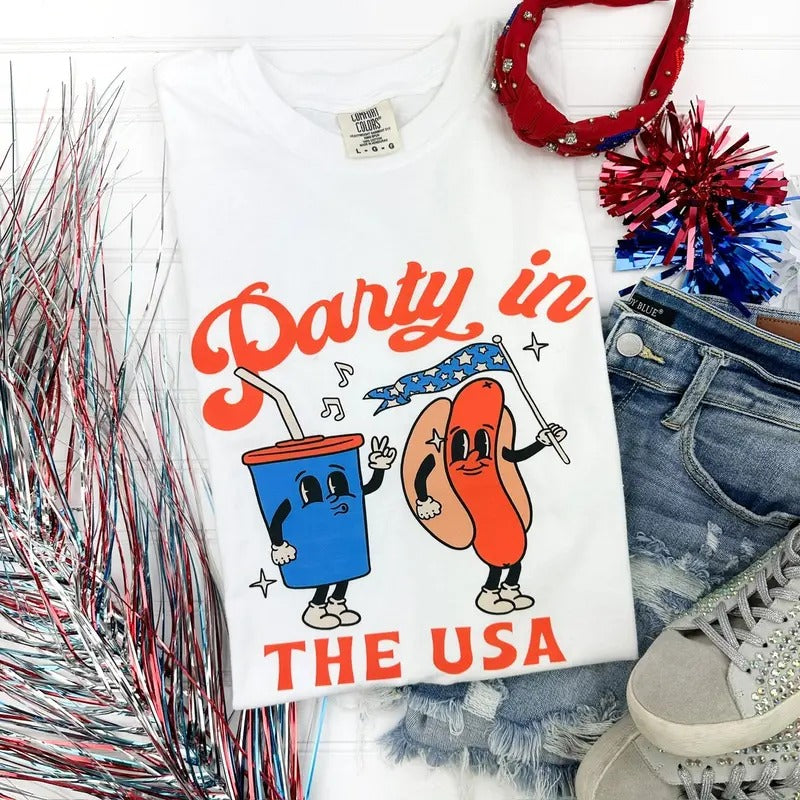 Party In The USA Comfort Colors T-Shirt Hoodie, Sweatshirt | HypeDripTees.com