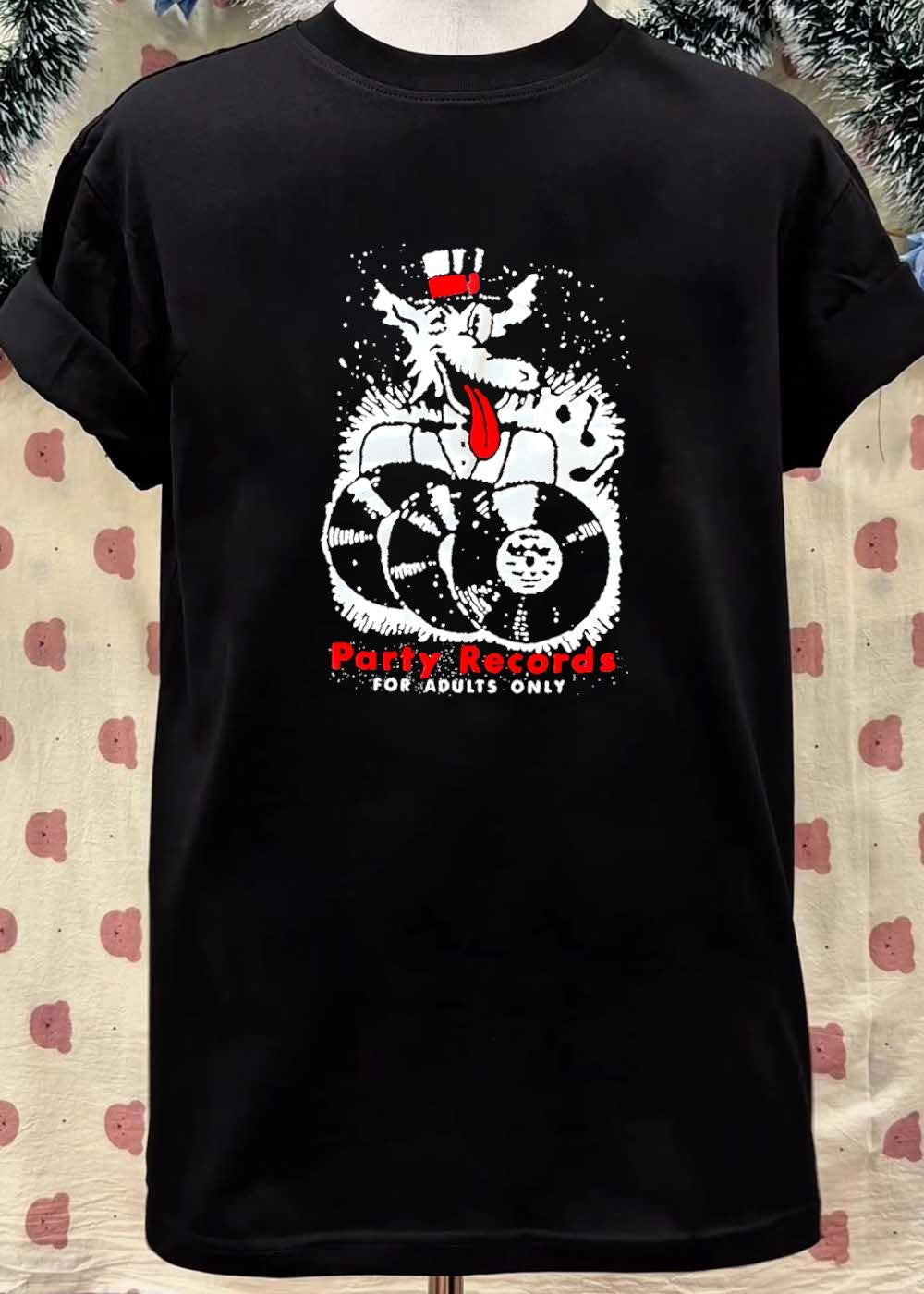 Party Records For Adults Only Wolf Spinning Vinyl Records T-Shirt