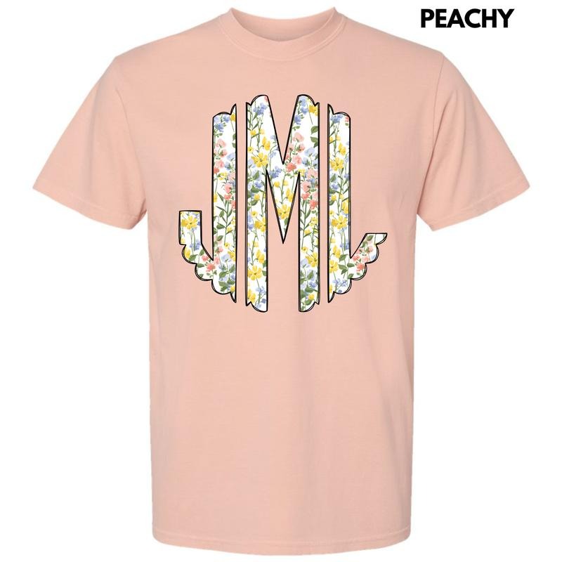 Pastel Blooms Monogram Comfort Colors T-Shirt 'NLB' Hoodie, Sweatshirt | HypeDripTees.com