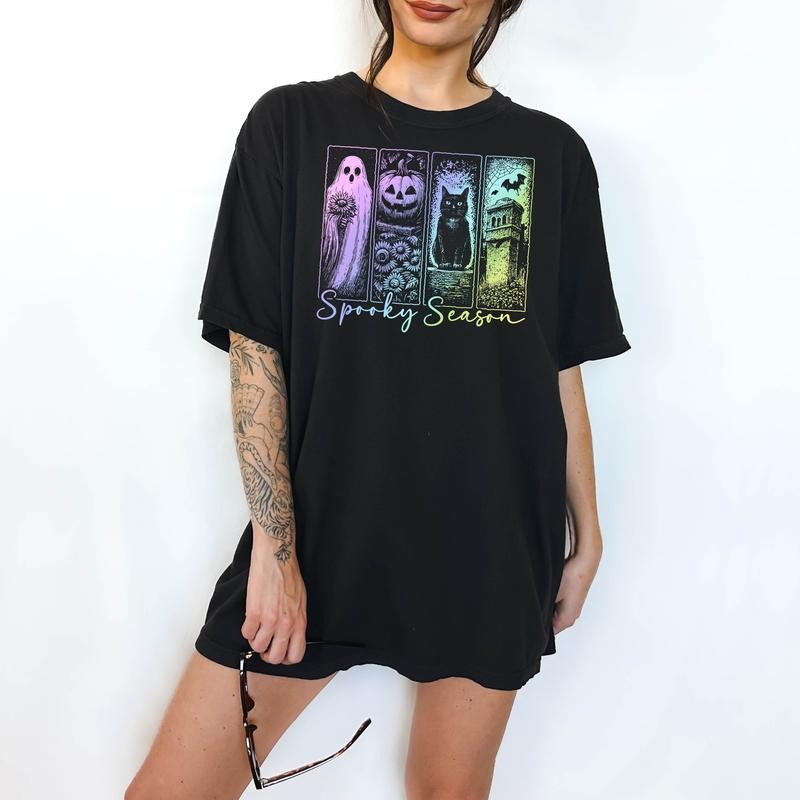 Pastel Spooky Season - T-Shirt, Unisex T-Shirt, Funny Tee, Comfortable Shirt Hoodie, Sweatshirt | HypeDripTees.com