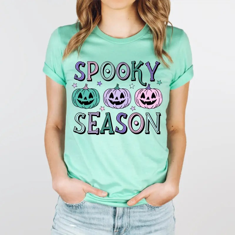 Pastel Spooky Season Tee Shirt Mint and Lavender Jack O Lantern Hoodie, Sweatshirt | HypeDripTees.com