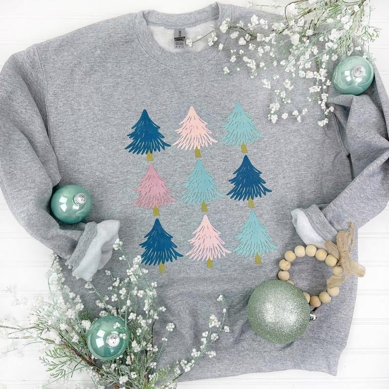 Pastel Tree Collage Sweatshirt T-Shirts, Hoodie | HypeDripTees.com