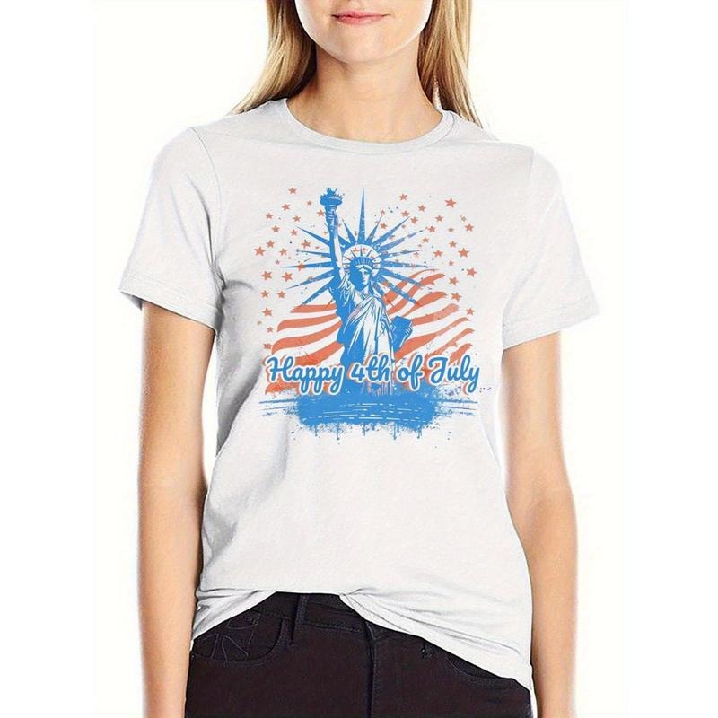 Patriotic 4th of July Statue of Liberty Graphic T-Shirt