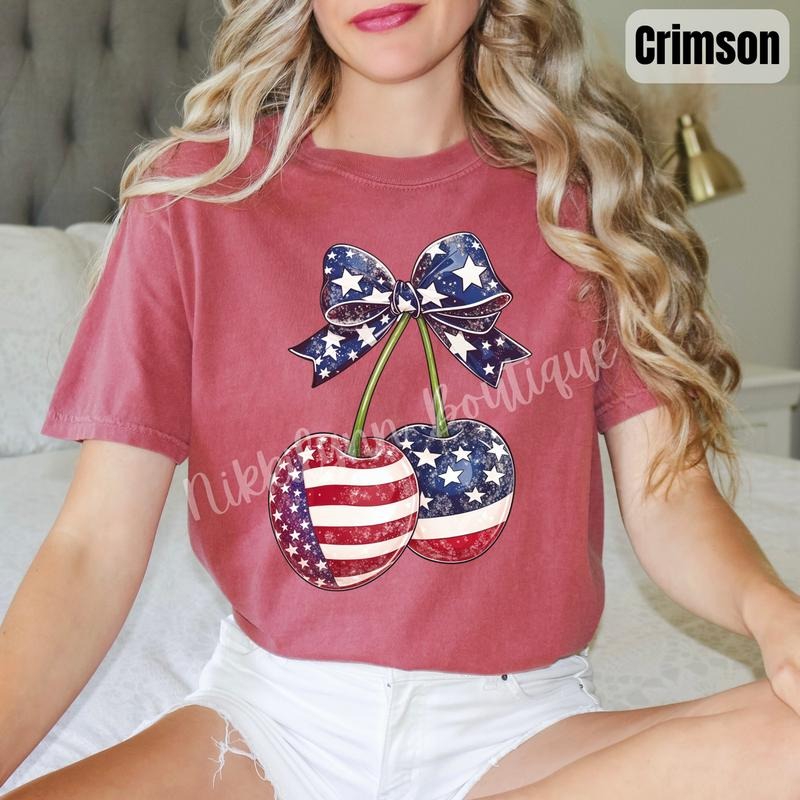 Patriotic Cherries Comfort Colors T-Shirt 'NLB' Hoodie, Sweatshirt | HypeDripTees.com