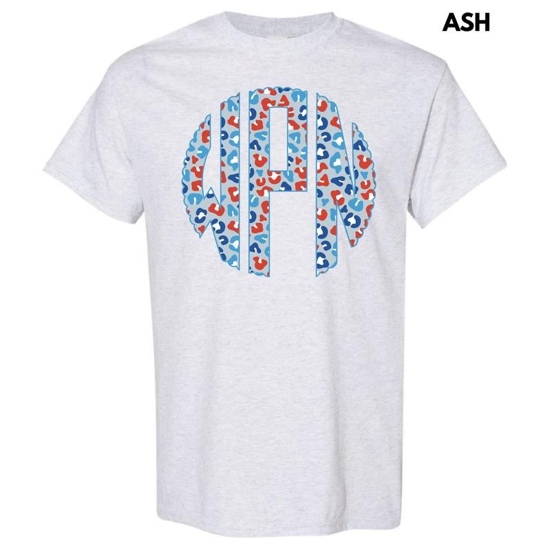 Patriotic Leopard Monogram Gildan Short Sleeve T-Shirt 'NLB' Hoodie, Sweatshirt | HypeDripTees.com