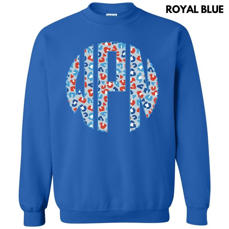 Patriotic Leopard Monogram Sweatshirt 'NLB' T-Shirts, Hoodie | HypeDripTees.com