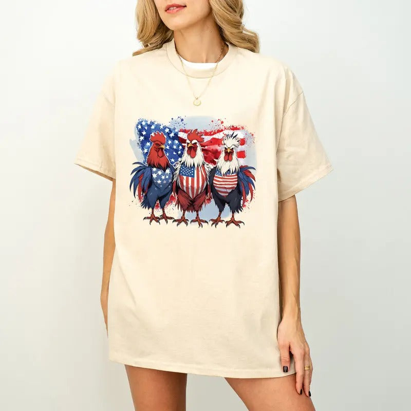Patriotic USA Chicken Shirt, Retro American 4th Of July Shirt, Independence Day Design, Patriotic Shirt, Retro American...