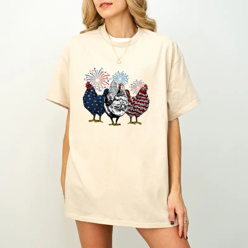 Patriotic USA Chicken, American 4th Of July Shirt, Patriotic Shirt, Independence Day, Retro American, American Shirt...