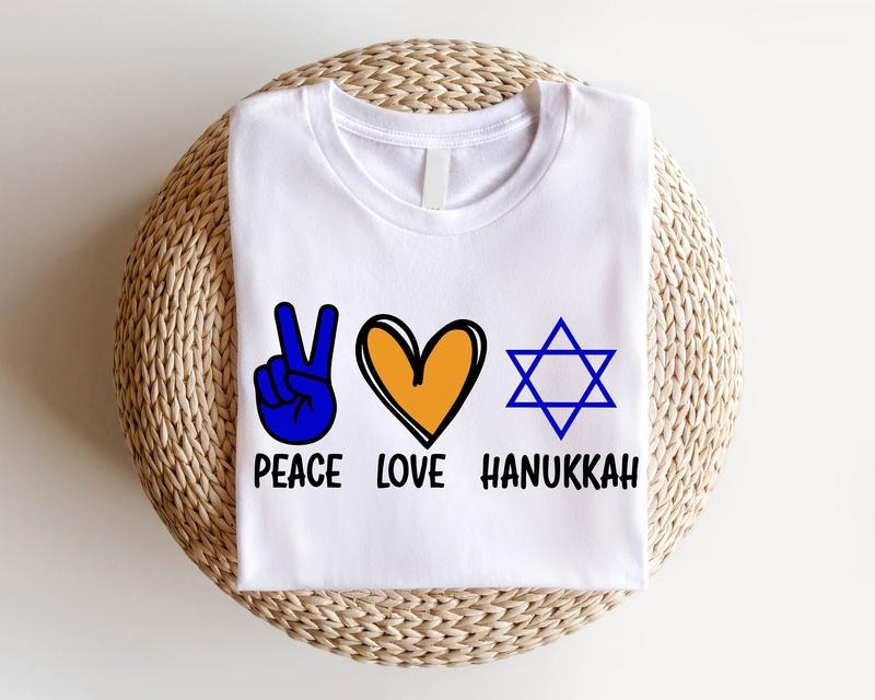 Peace Love Hanukkah Shirt, Hanukkah T-shirt, Unisex Jewish Celebration Tee, Religious Shirt, Holiday Gift Tee For Jewish,...