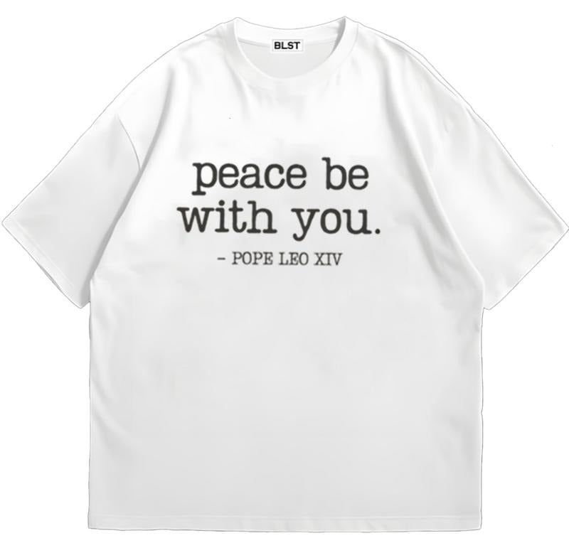 Peace Quote Pope Leo XIV T-Shirt Sustainable Cotton Retro 90s Vintage Graphic Design Cotton Hoodie, Sweatshirt