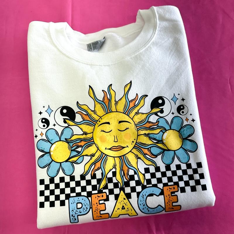 Peace Retro Sun Gildan Sweatshirt T-Shirts, Hoodie | HypeDripTees.com