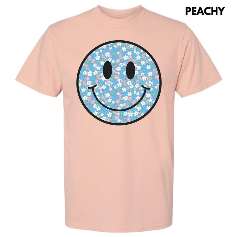 Peachy Blooms Happy Face Comfort Colors T-Shirt 'NLB' Hoodie, Sweatshirt | HypeDripTees.com