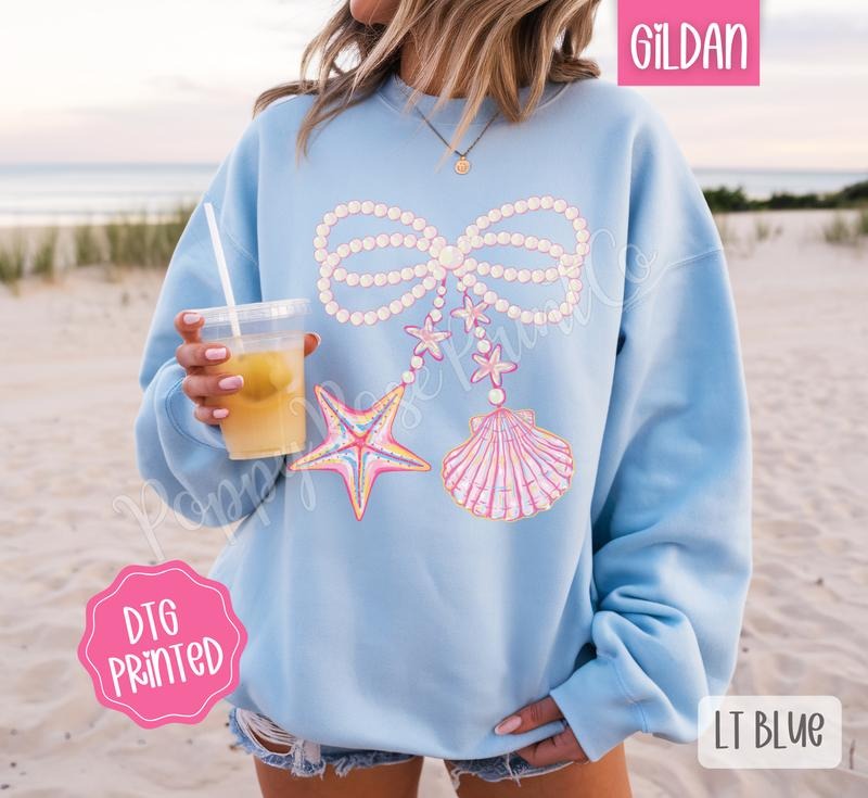 Pearl Shell Bow Cute Summer Girly Beach T-Shirts, Hoodie, Sweatshirt