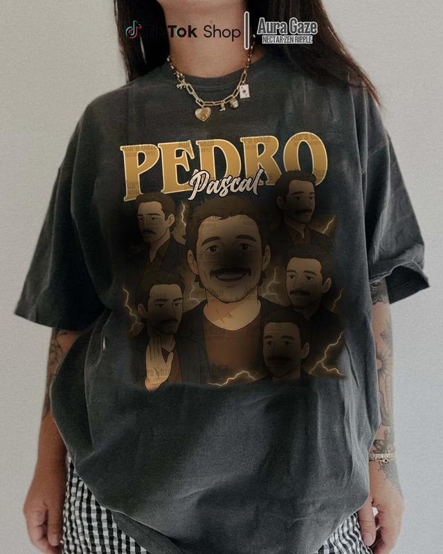 Pedro Pascal Comfort Colors Unisex Tshirt For Fan, Pedro Pascal Movie 90s Retro Bootleg Shirt, Fan Merch Celebrity Crush,...