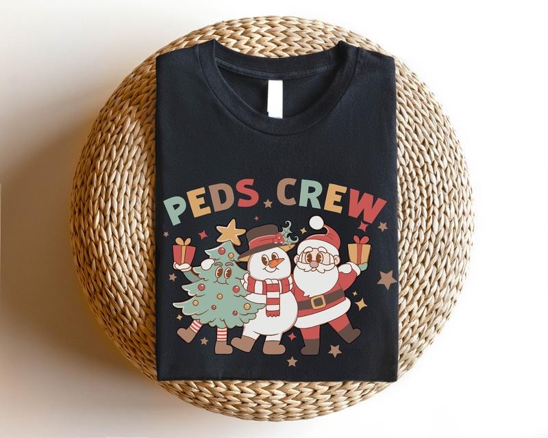 Peds Nurse Shirt, Matching PEDS Crew T-Shirt, Pediatric Christmas Gift Tee, Nursing School Team Holiday Tee, Christmas...