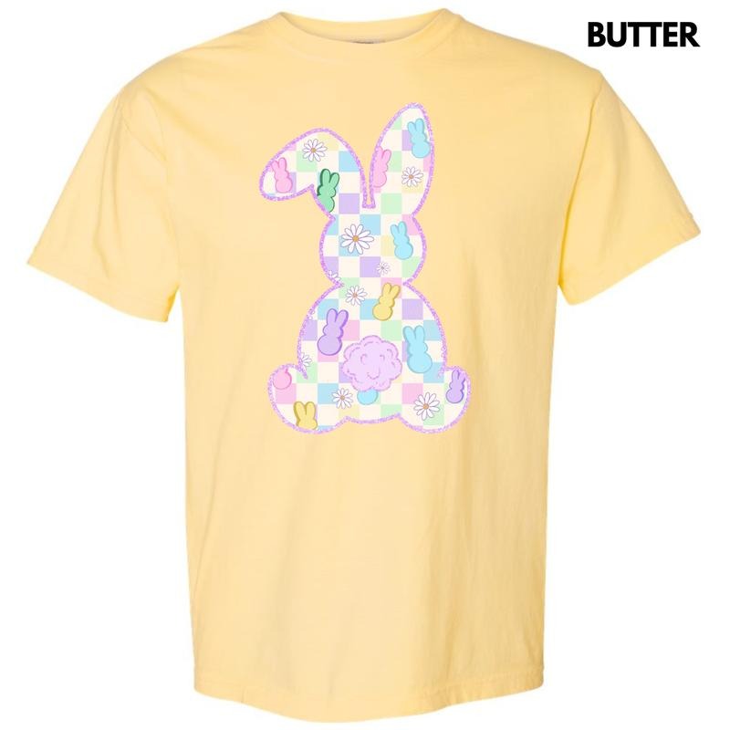 Peeps Checkered Bunny Comfort Colors T-Shirt Hoodie, Sweatshirt | HypeDripTees.com