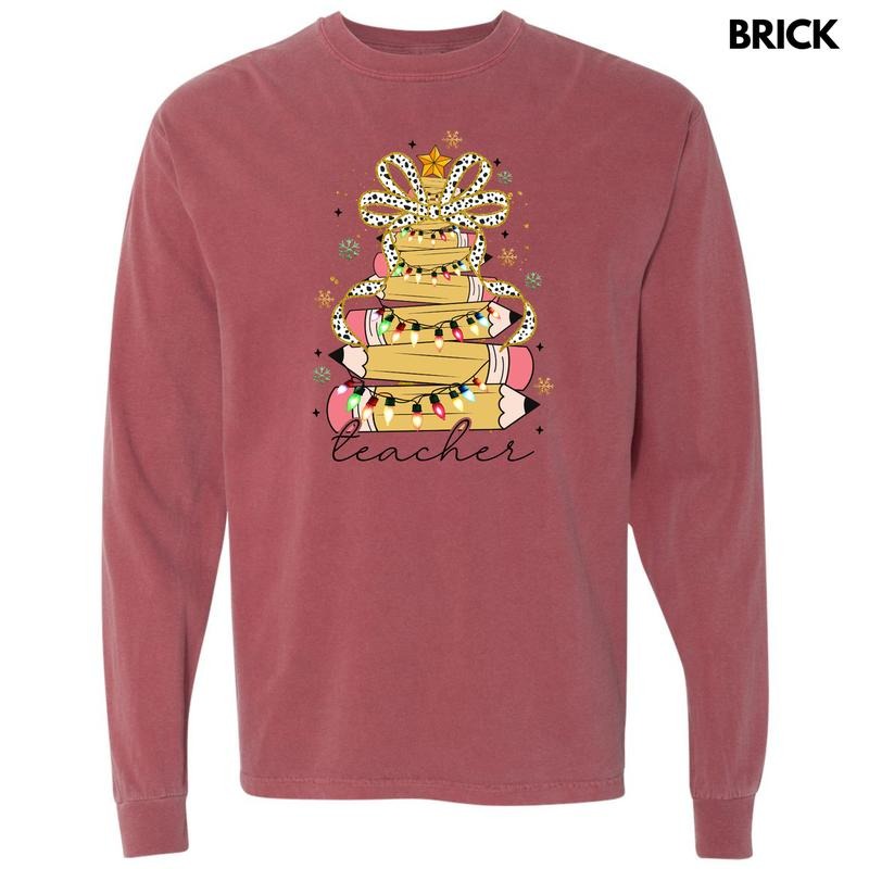 Pencil Teacher Tree Long Sleeve Comfort Colors T-Shirt 'NLB' Hoodie, Sweatshirt | HypeDripTees.com