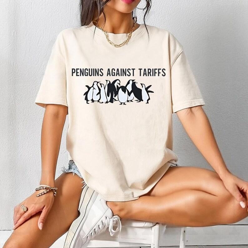 Penguins Against Tariff Unisex Tee,  T-Shirt, Protest Penguin Shirt Hoodie, Sweatshirt | HypeDripTees.com