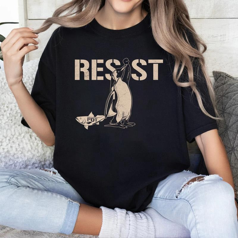 Penguins Against Tariffs Shirt Funny Anti Trum Tshirt Fashion Cotton, Full Colors, Full Sizes, For Men, For Women Hoodie,...