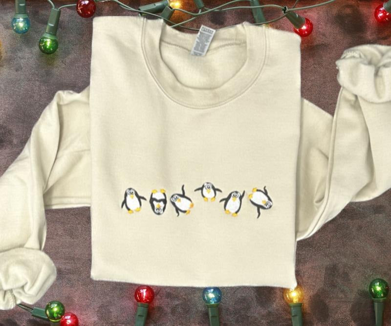 Penguins Embroidered Crewneck Sweatshirt T-Shirts, Hoodie | HypeDripTees.com