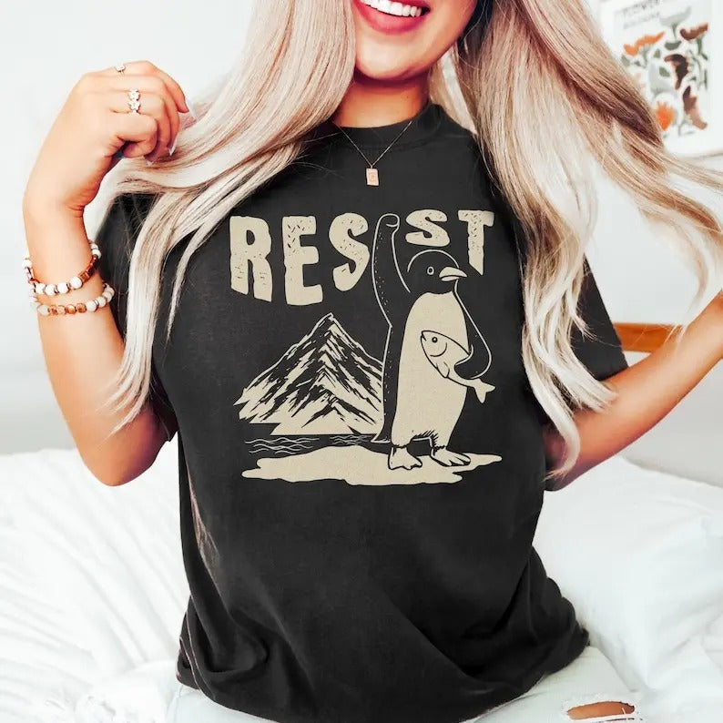 Penguins Resist  Shirt, Funny Penguins Against Tariffs Shirt Hoodie, Sweatshirt | HypeDripTees.com